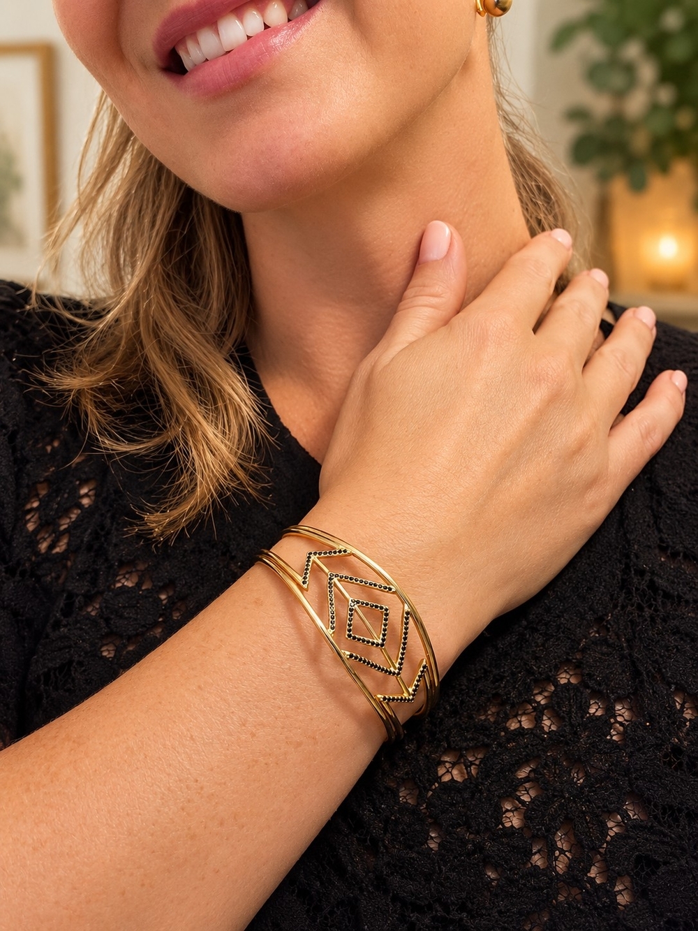 Gold Geometric Cuff Bracelet - Women Jewelry